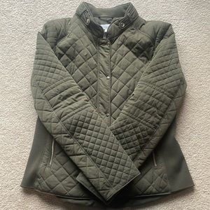 Olive green bomber style jacket.